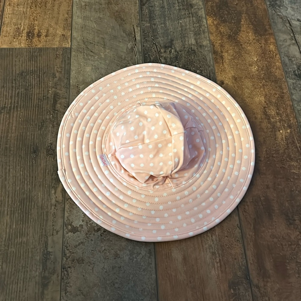 Ruffle Butts Pink and White Striped Swim Hat